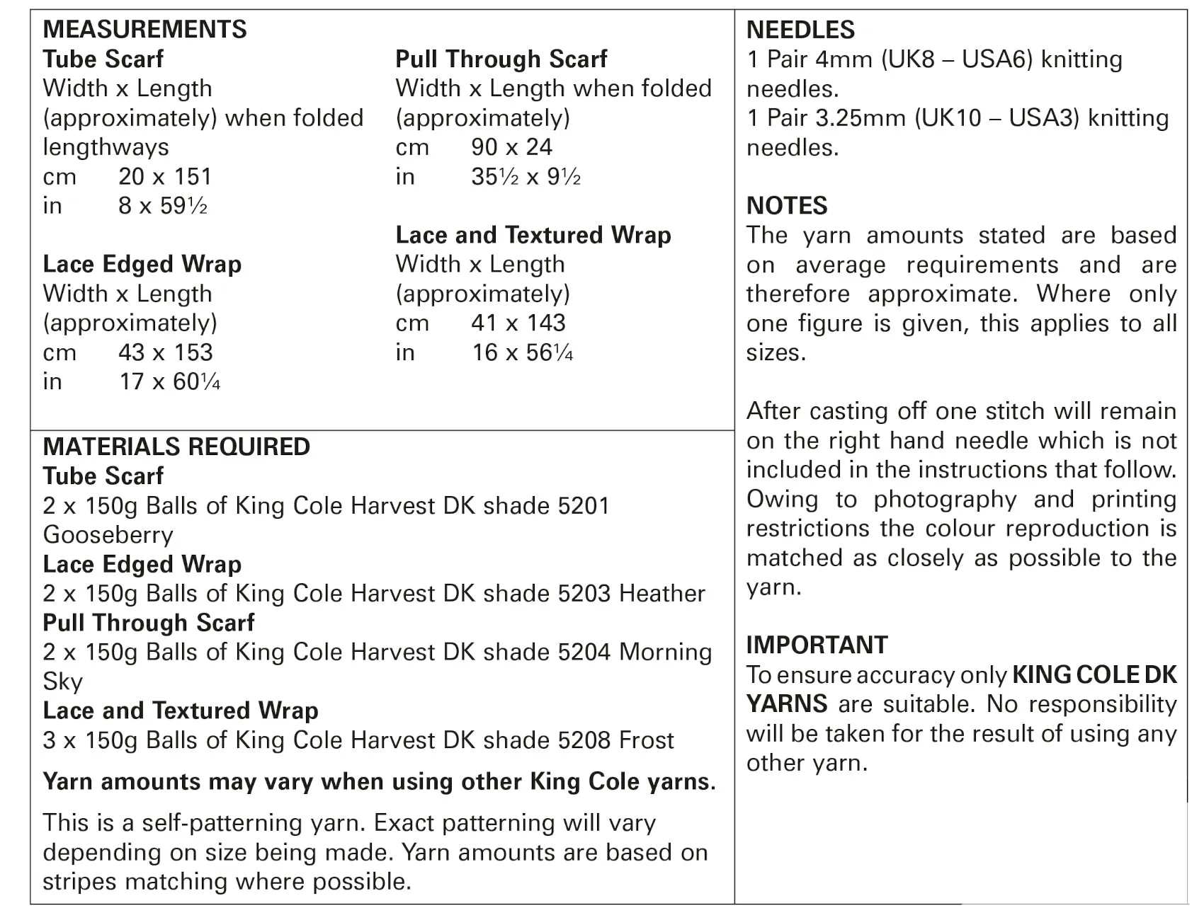 King Cole Double Knitting Pattern - Ladies Scarves & Wraps (5784)