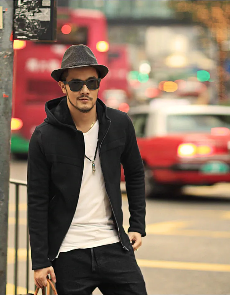 Men's Winter/Autumn Cotton  Zipper Casual Solid Coat  Hoodie