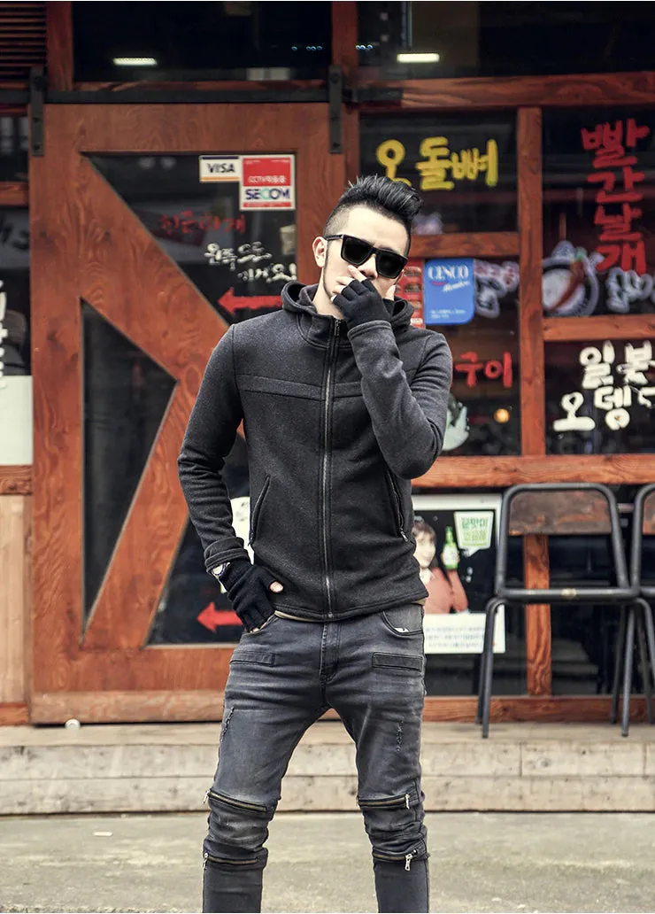 Men's Winter/Autumn Cotton  Zipper Casual Solid Coat  Hoodie