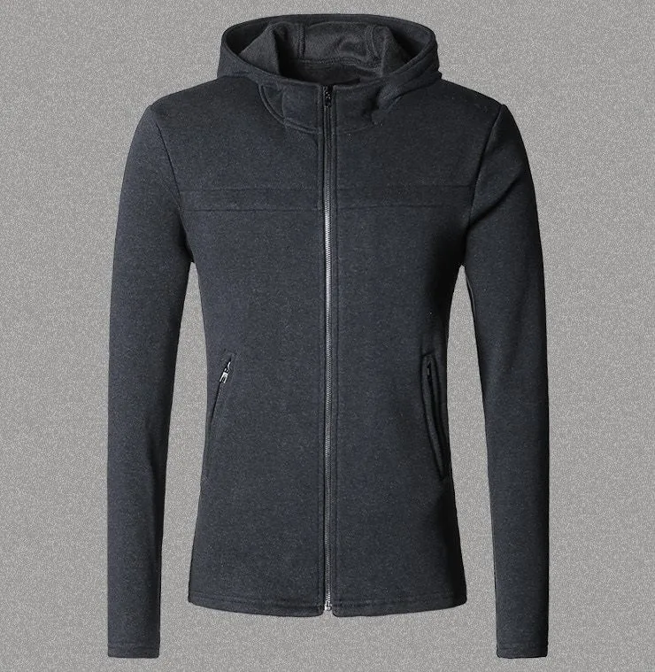 Men's Winter/Autumn Cotton  Zipper Casual Solid Coat  Hoodie