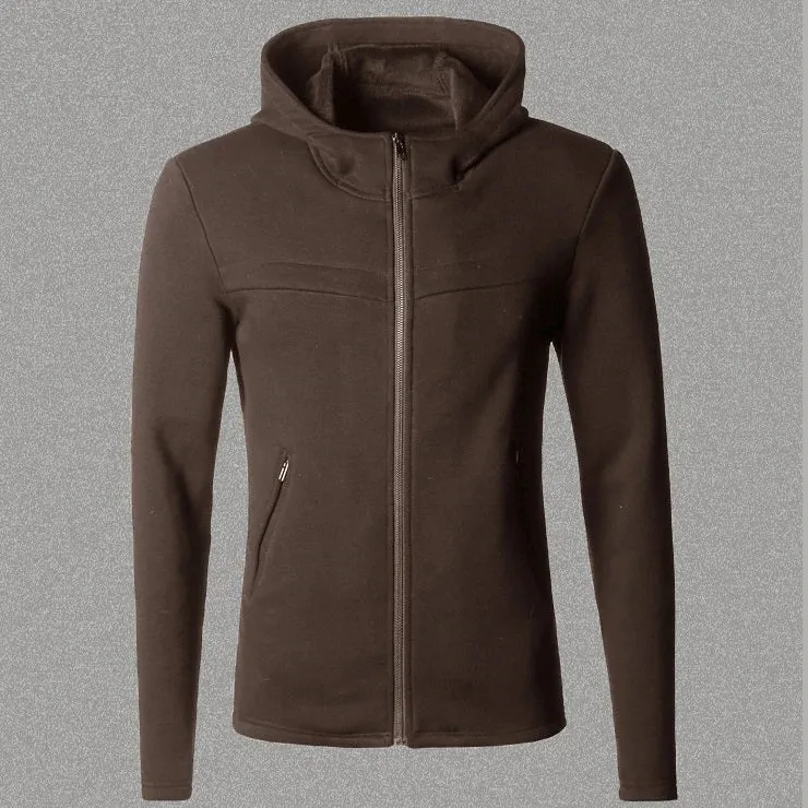 Men's Winter/Autumn Cotton  Zipper Casual Solid Coat  Hoodie