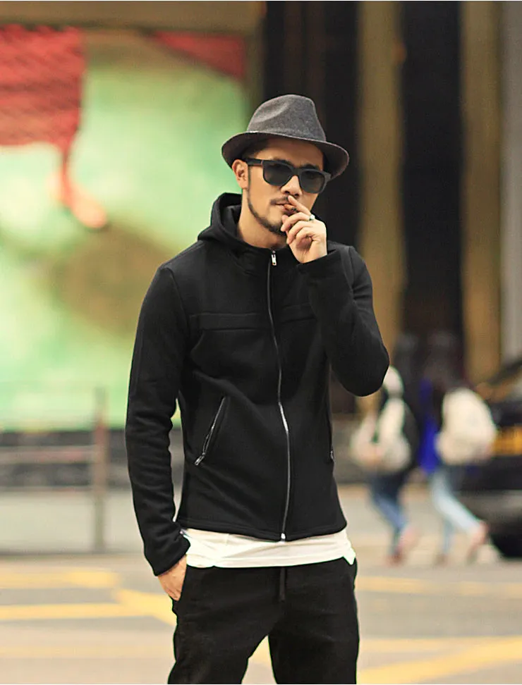 Men's Winter/Autumn Cotton  Zipper Casual Solid Coat  Hoodie