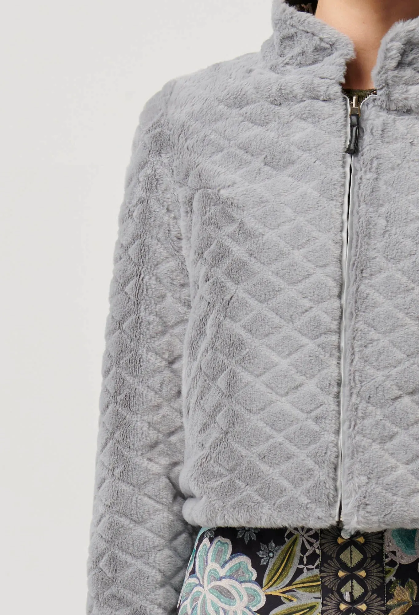 OnceWas | Rylie Reversible Print & Faux Fur Jacket | Dahlia fields