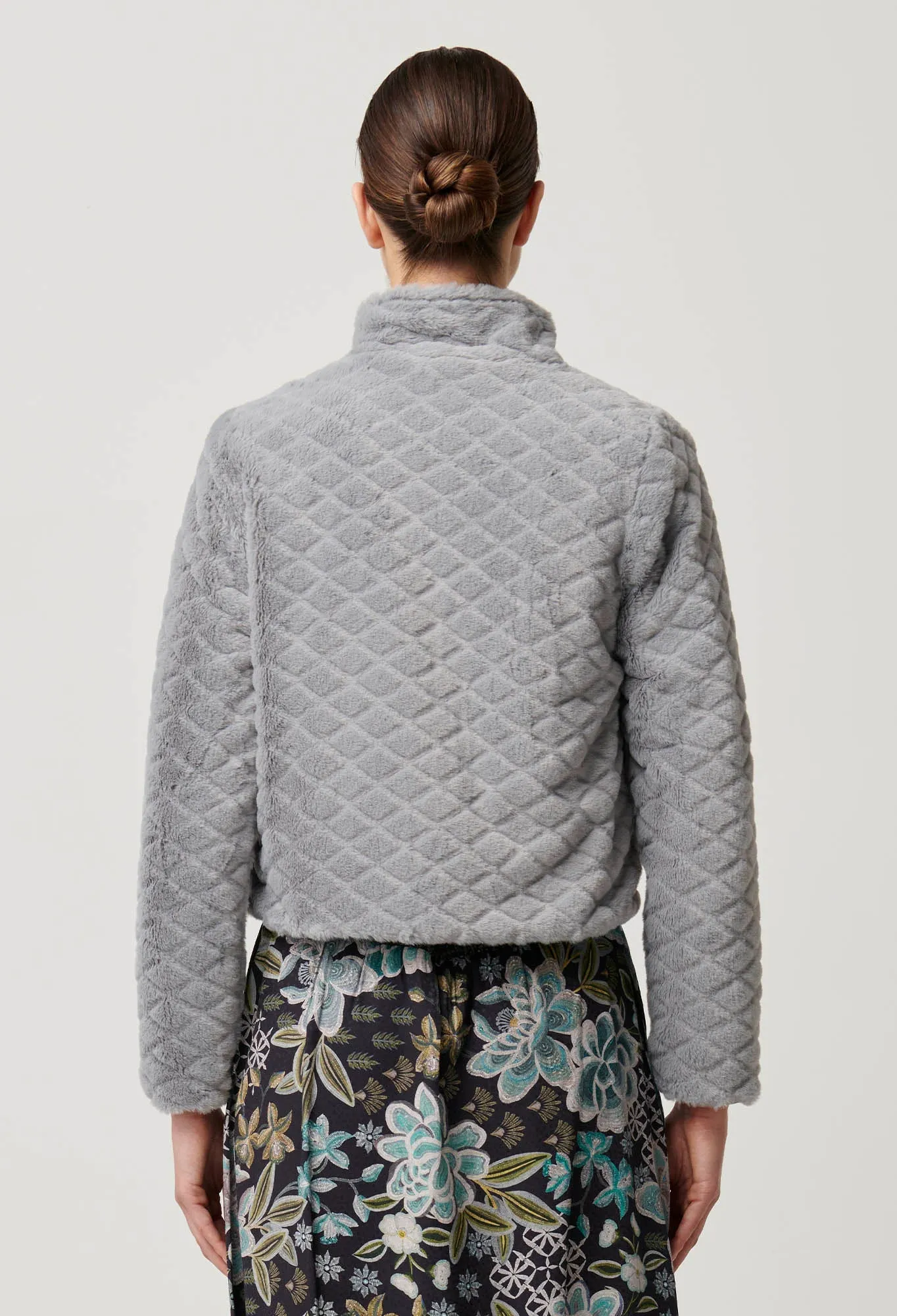 OnceWas | Rylie Reversible Print & Faux Fur Jacket | Dahlia fields