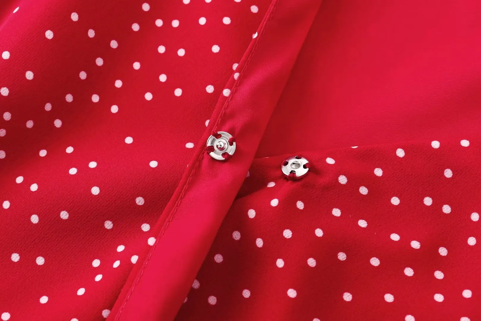 V neck Short Sleeved A line Dress Sexy Side Split Mid Length Polka Dot Dress Summer Trendy Women Clothing