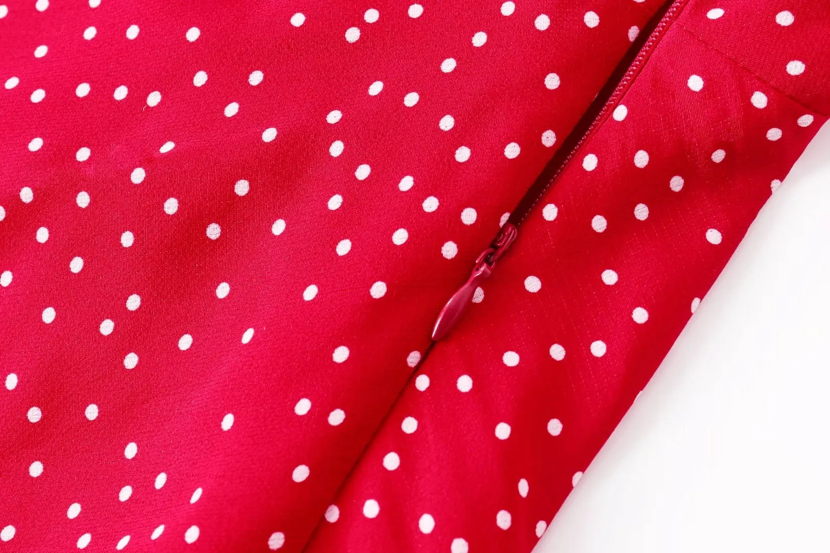 V neck Short Sleeved A line Dress Sexy Side Split Mid Length Polka Dot Dress Summer Trendy Women Clothing