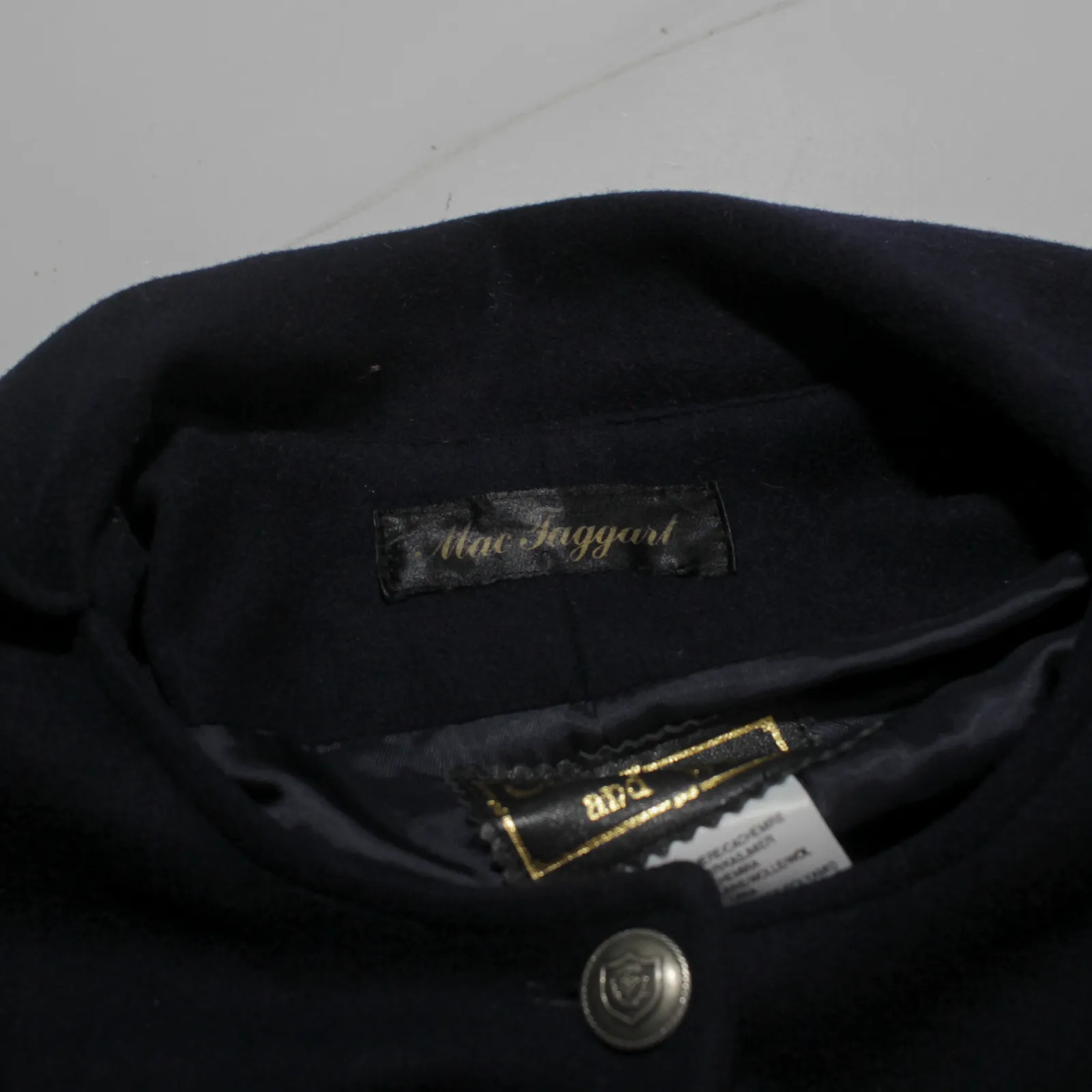 Vintage MAC TAGGART Poncho Womens Overcoat Coat Blue Cashmere 90s M